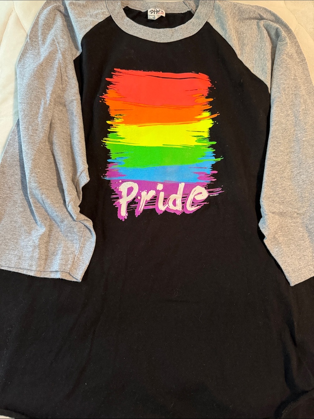 Pride Graphic Raglan 3/4 Sleeve Shirt - Black/Gray